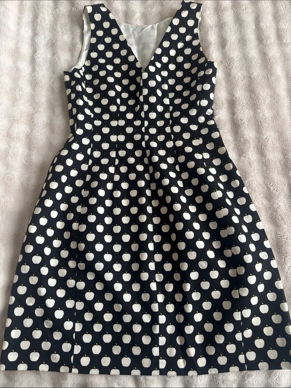 Kate Spade Black and White Apple Print Sleeveless Dress
